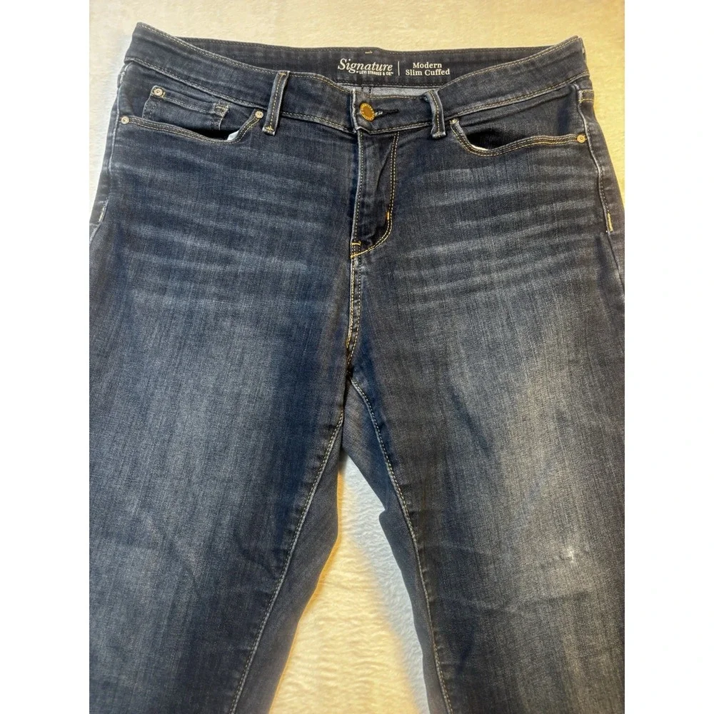 Levi's Signature Jeans Women's Modern Slim Cuffed Jeans Blue 34" (14/16) - Picture 4 of 9